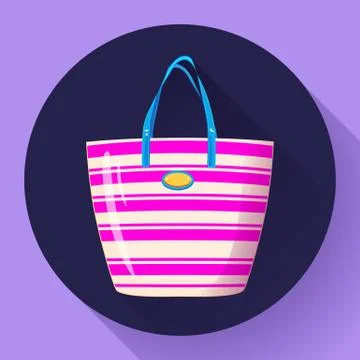 Beach bag icon flat isolated on white background. Flat Beach bag icon for Illustrazione stock