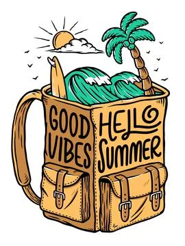 Beach in the bag illustration Stock Illustration
