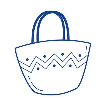 Beach bag vector blue line art doodle summer accessory icon for vacation 스톡 일러스트