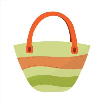 Beach bag on the white background.The concept of vacation, relaxation. A holi Stock Illustration