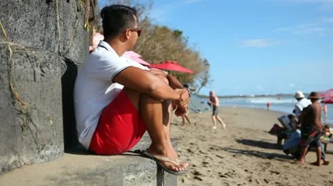 On the beach of Bali Stock Footage 22113560