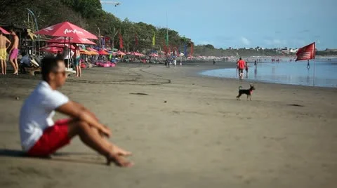 On the beach of Bali Stock Footage 22113631