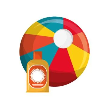 Beach ball and sun block icon Illustrazione stock