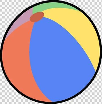 Beach ball is being shown in flat style with multicolored panels, red valve, Stock Illustration