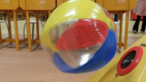 Beach ball blown by constant wind - Bernoulli principle Stock Footage 124539919