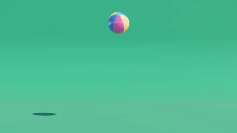 Beach Ball bouncing on a green background. Abstract 3d realistic render Stock Footage 278969576