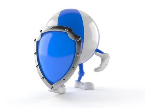 Beach ball character with shield Stock Illustration