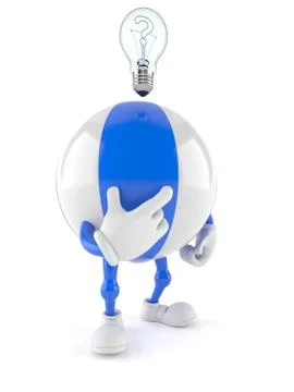 Beach ball character thinking 库存插图