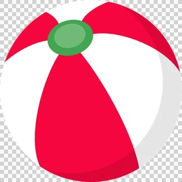 Beach ball is displaying flat vector red white panels and green valve on Illustrazione stock
