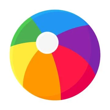 Beach ball flat style design vector illustration icon sign isolated on white Stock Illustration