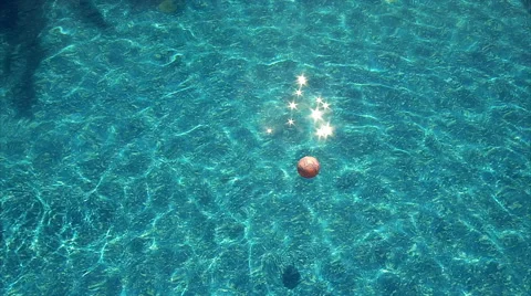 Beach ball floating in pool Stock Footage 68790049