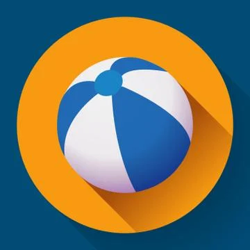 Beach Ball icon. Modern Flat style with a long shadow Stock Illustration