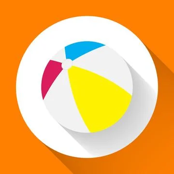 Beach Ball icon. Modern Flat style with a long shadow Stock Illustration