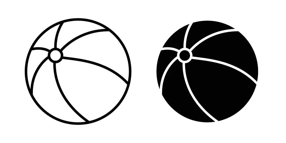 Beach ball icon thin line and clipart style vector set 库存插图