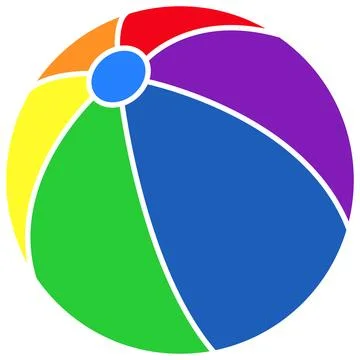 Beach ball with isolated background, vibrantly colored with rainbow colors. Stock Illustration