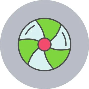 Beach Ball Line Filled Circle Icon Stock-Illustration