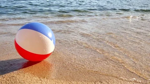 Beach Ball at the Mercy of the Waves Video stock 80513947
