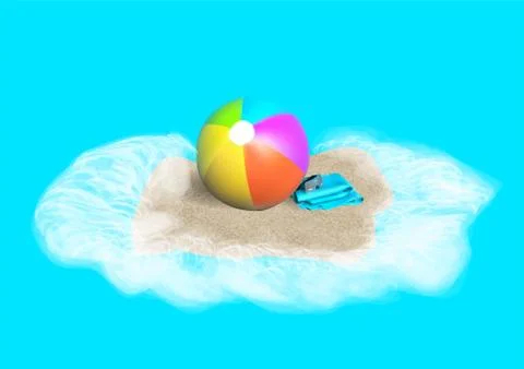 Beach ball on sand Stock Illustration