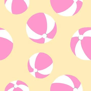 Beach ball seamless pattern in cartoon style Stock Illustration