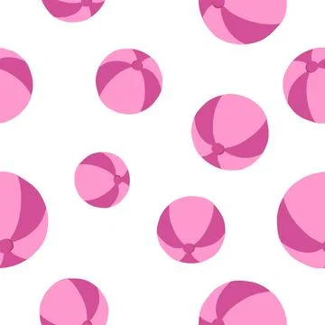 Beach ball seamless pattern in cartoon style Illustrazione stock