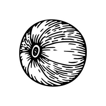 Beach ball sketch. Summer active rest. Ball games in the sand. Hand drawn v.. Stock Illustration