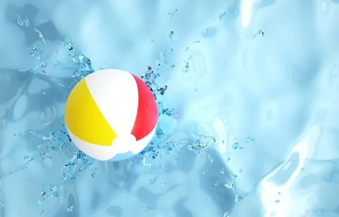 Beach ball with water splashes Stock Illustration