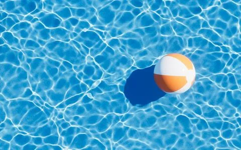 Beach ball with wave water background, 3d rendering. Stock Illustration