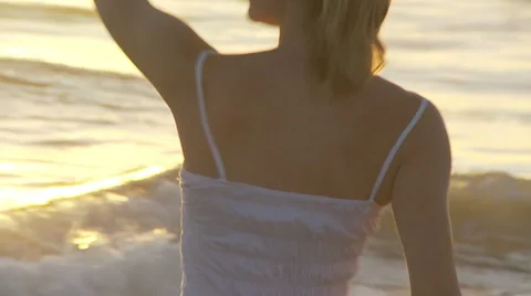 Beach Ballet at sunset Stock Footage
