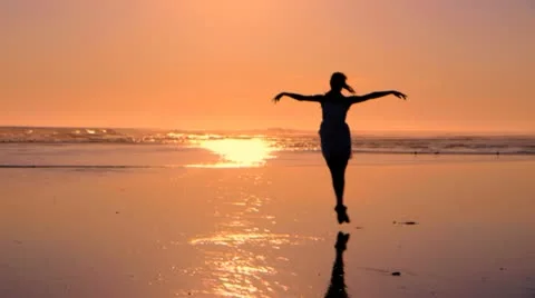 Beach Ballet at sunset Stock Footage 18171355