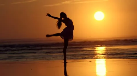 Beach Ballet at sunset Stock Footage 18172330