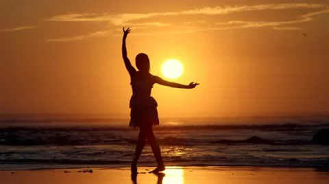 Beach Ballet at sunset Video stock 18172366