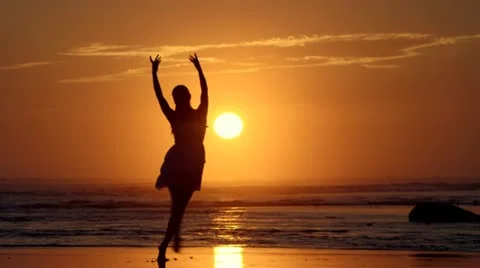Beach Ballet at sunset Stock Footage 18172445