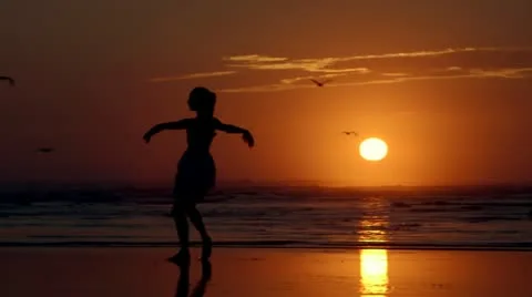Beach Ballet at sunset Stock Footage 18172612