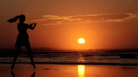 Beach Ballet at sunset Video stock 18172656