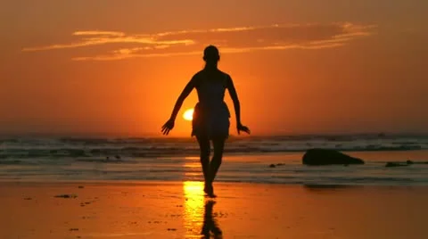 Beach Ballet at sunset Stock Footage 18172705