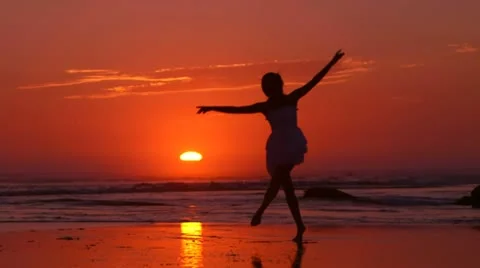 Beach Ballet at sunset Stock Footage 18172728