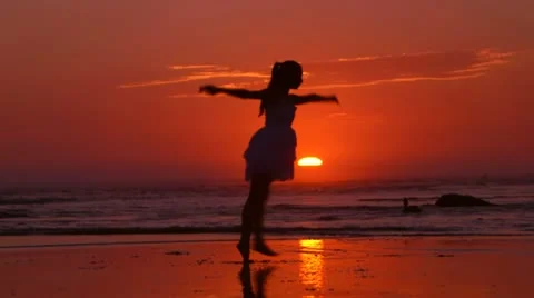 Beach Ballet at sunset Video stock 18172784