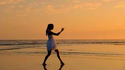 Beach Ballet at sunset Stock Footage 18173164