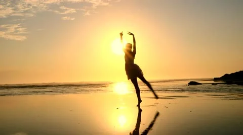 Beach Ballet at sunset Stock Footage 18173278