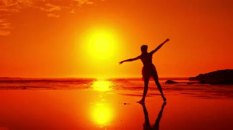 Beach Ballet at sunset Video stock 18173341