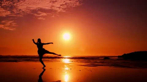 Beach Ballet at sunset Stock Footage 18173546