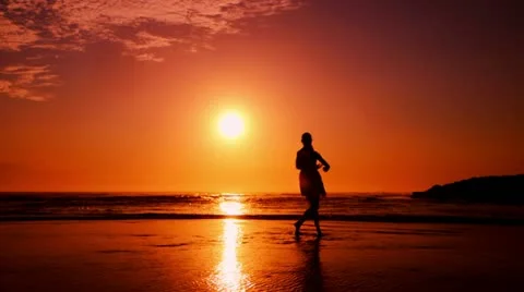 Beach Ballet at sunset Stock Footage 18173574