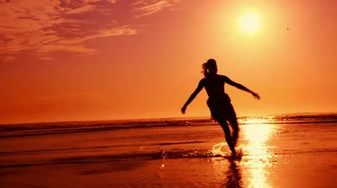 Beach Ballet at sunset Stock Footage 18173736