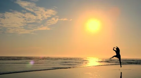 Beach Ballet at sunset Video stock 18173769