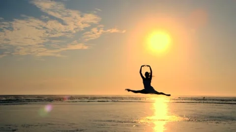 Beach Ballet at sunset Video stock 18173789