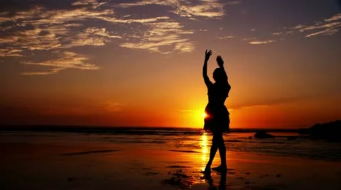 Beach Ballet at sunset Video stock 18174248