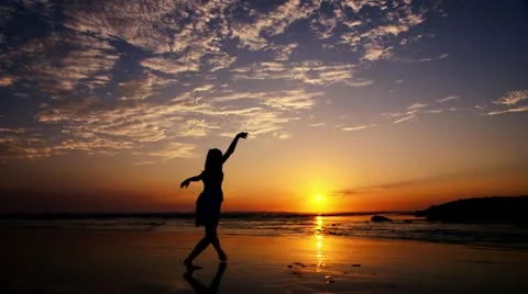 Beach Ballet at sunset Stock Footage 18174362