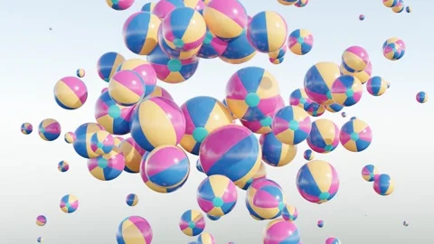 Beach Balls in Abstract Cloud Formation on a Light Background: Sports Background Stock Footage 277317744