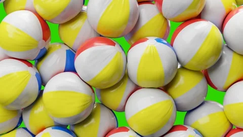 Beach balls falling on green screen Video stock 276663193