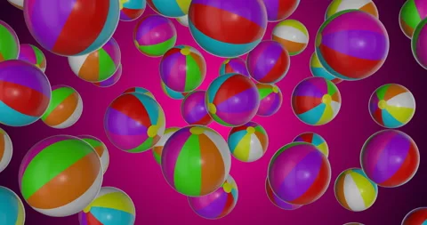 Beach Balls falling slow motion animation Stock Footage 238415918